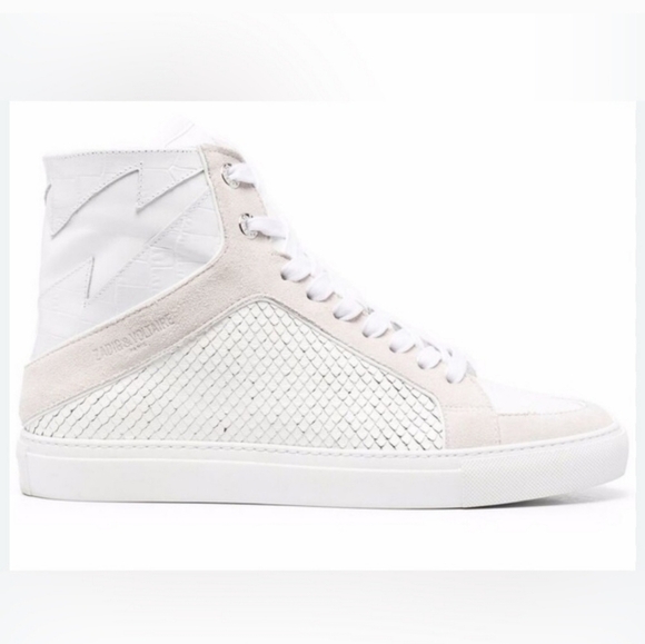 New!! Zadig & Voltaire, High Flash Keith Sneakers, Blanc(White), Size 38 - NIB - Picture 1 of 14